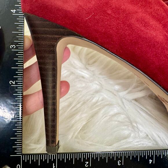 Coach Garden Loafer Platform Pump Heels Dark Red Suede Logo Womens 9B Career - Picture 12 of 14